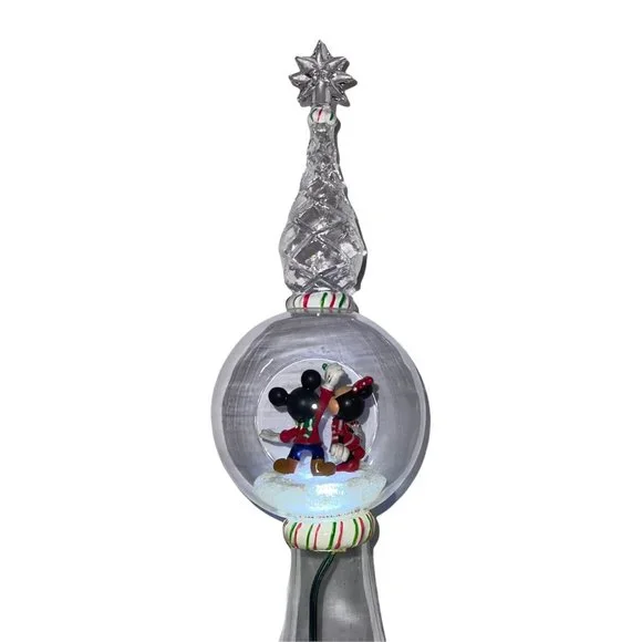 Rare Walt Disney Store Mickey Minnie 11" Lighted Clear Glass Tree Topper HTF - Picture 3 of 11